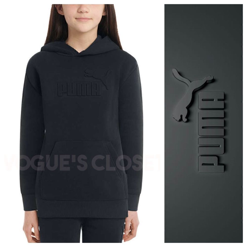 NEW! PUMA Youth Fleece Hoodie with Raised embossed logo and Kangaroo Pockets